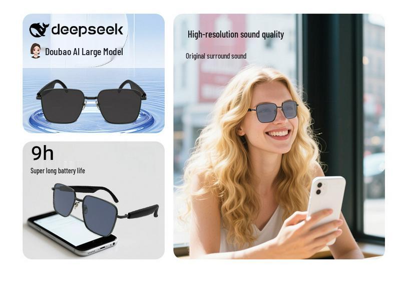 AI Bluetooth Translator Glasses: Next-Gen Sports Sunglasses with Smart Music Playback and Call Functionality.