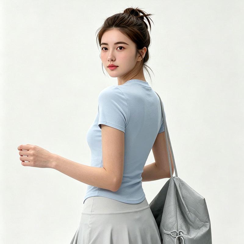 Fitness Clothes Short-sleeved T-shirt Women's High-elastic Slim-fit Quick-drying Breathable Pilates Yoga Clothes Running Top