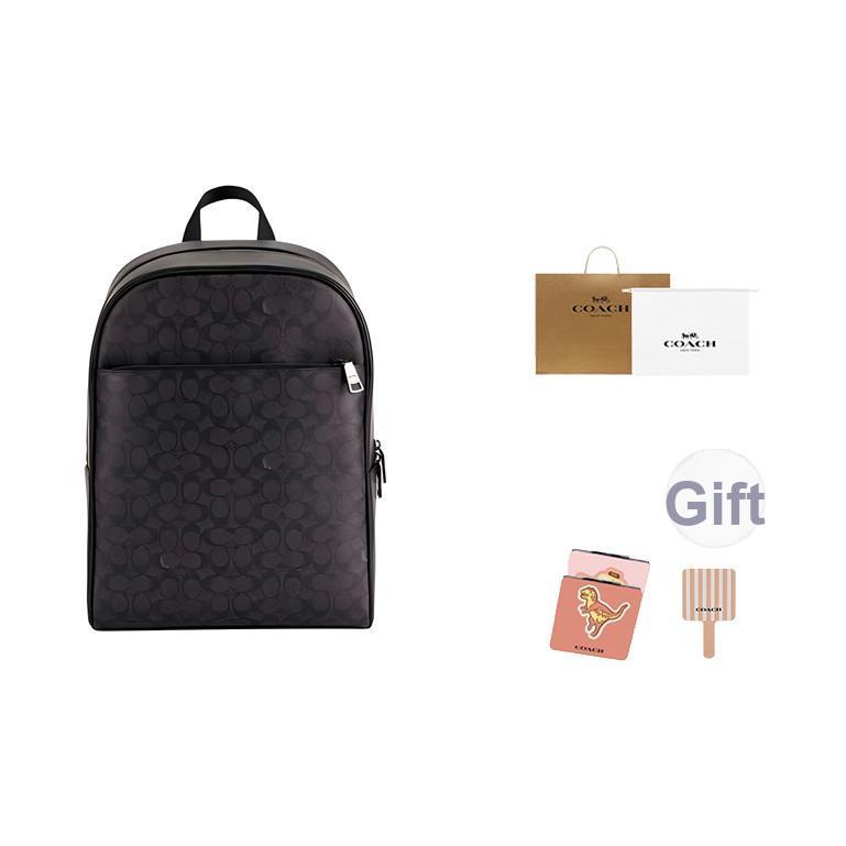 Coach Classic Logo Leather Backpack Large Men backpack Black CAJ90-QBMI5