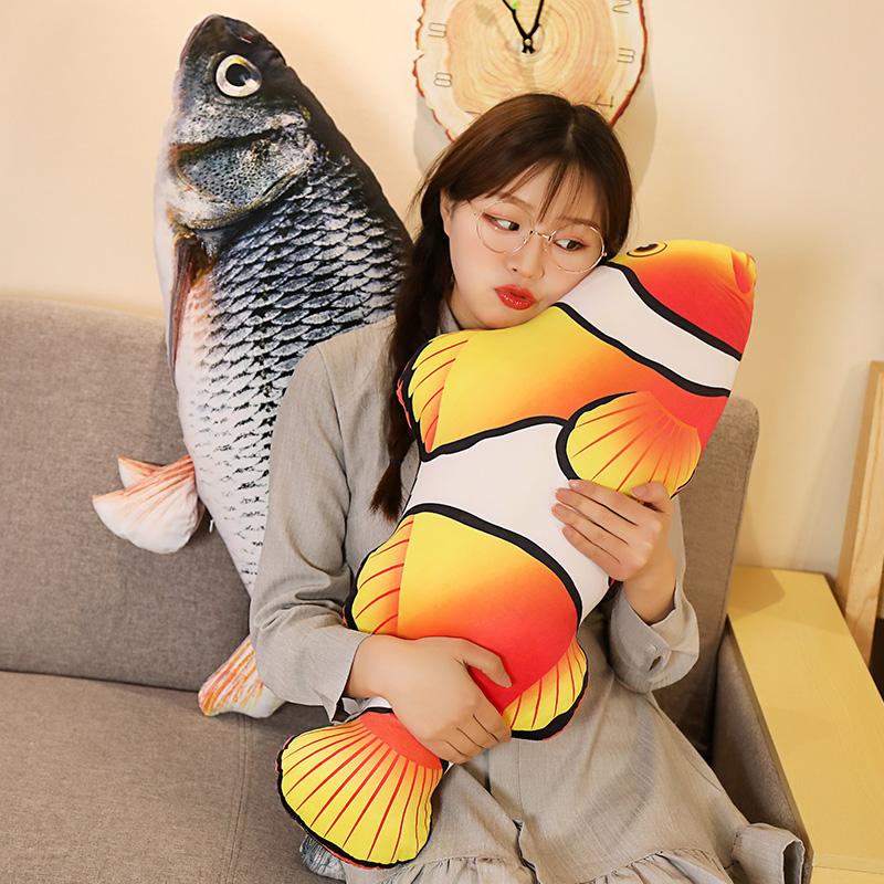 30-80cm 3D Simulation Gold Fish Plush Toys Stuffed Soft Animal Carp Plush Pillow Creative Sofa Pillow Cushion Gift Kids Toy