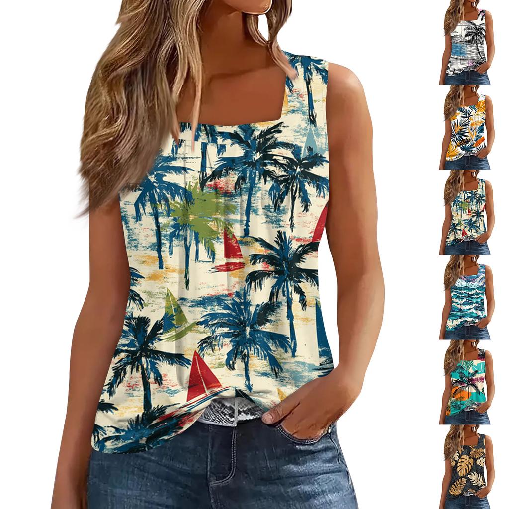 Womens Spring Tops and Summer Shirts for Women Casual Sleeveless Tank Top Printed Design for Womens Summer Shirts