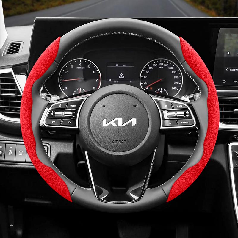 Suitable for Kia Anti-Slip Buckle Segmented Suede Steering Wheel Cover Suitable for Ceed Jd Picanto Sportage 3 Rio 4 Ev3 Cerato 2 Stonic Xceed Morning