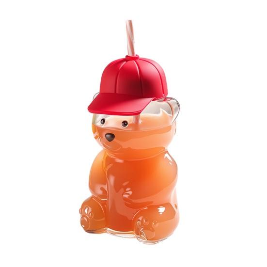 

Yousheng Bear Shape Sippy Cup with Straw Lid 600ml Cute Glass Tumbler for Iced Coffee Milk Tea Juice Dishwasher Safe Reusable Cold Cup for Home Office