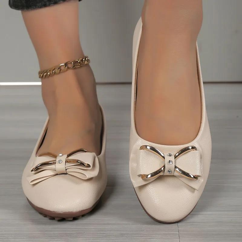 Newly Summer Pointed Toe Comfortable Casual Flat Shoes Elegant Shallow Mouth Lightweight Breathable Bow Women's Shoes NO:D-16