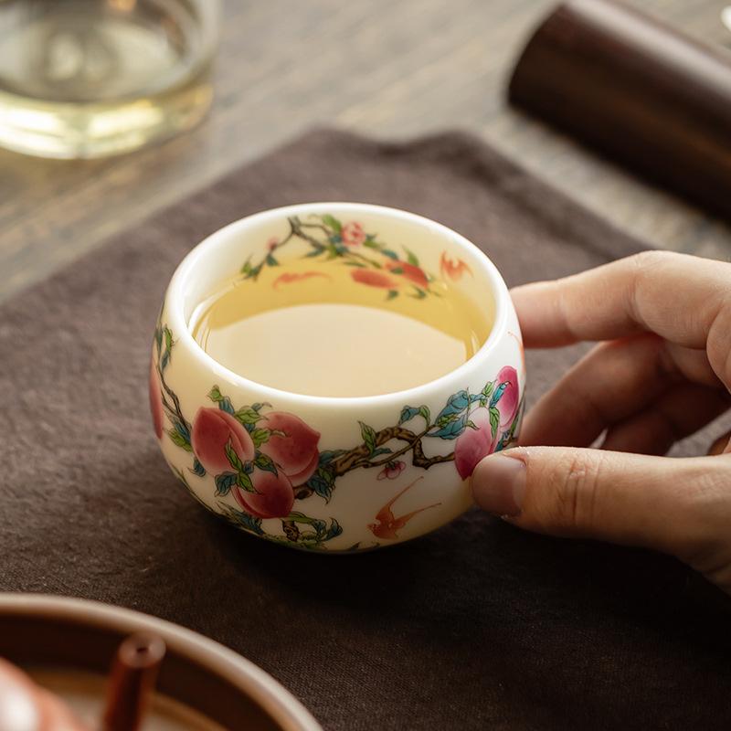 Nefritová čajová miska ze suetu Ručně vyráběné japonské keramické čajové misky Porcelánová ochutnávací čajová souprava pro domácnost Čínské kung-fu čajové nádobí Mistrovské šálky Dárková krabička