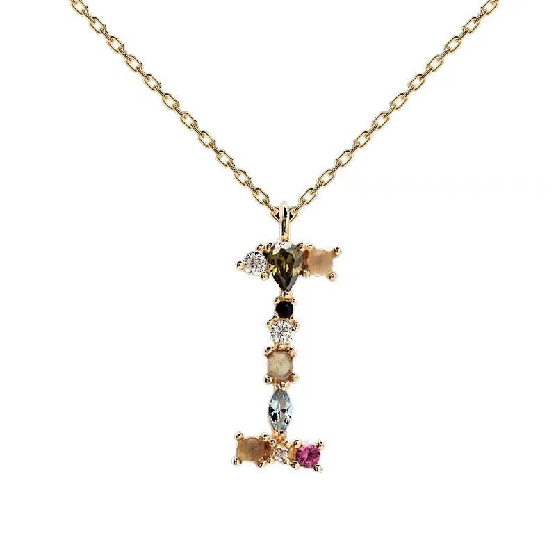 Colorful Zircon Alphabet Necklace: Women's European & American Design