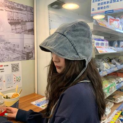 Novo Chapéu de Balde Jeans Retrô Japonês e Coreano Moda Feminina Gravata Quatro Estações Chapéu de Bacia Jeans Lavado Chapéu de Sol de Aba Curta