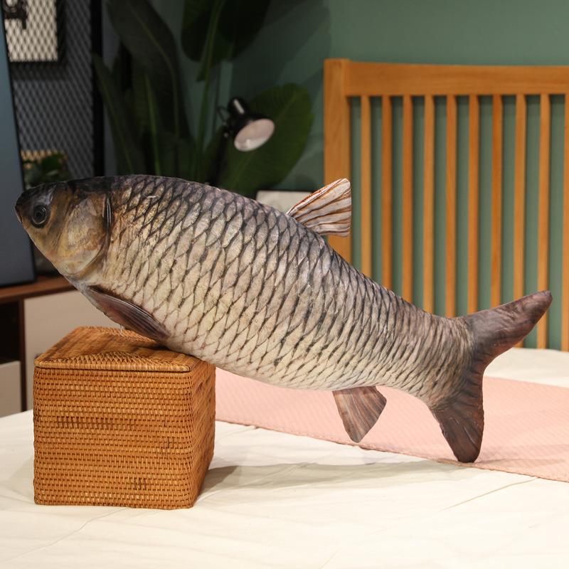 3D Crucian Carp Plush Toy & Grass Carp Mandarin Fish Pillow - Cat Teaser & Funny Cloth Doll 30 cm
