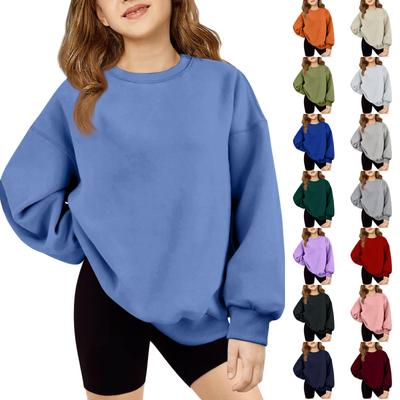 Boys Girls Neck Pullover Top Loose Fit Color Athletic Casual Top for Kids