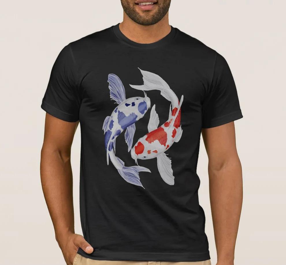Cool Oriental Koi Fish Yin Yang Styling Design Premium TShirt Cotton Short Sleeve ONeck Unisexs T Shirt New S3XL