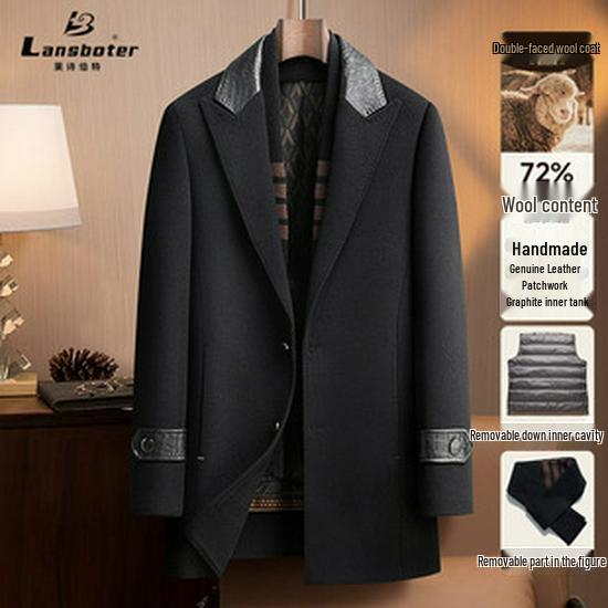2025 Men's Mid-Length Double-Breasted Wool Cashmere Coat