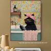 Whimsical Cat & Book Bathtub Canvas Wall Art for Any Room