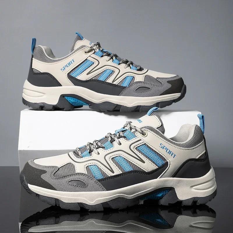 Men'S Lace Up Platform Hiking Sneakers, Wear-Resistant Non-Slip Outdoor Shoes For Climbing Hunting Trekking