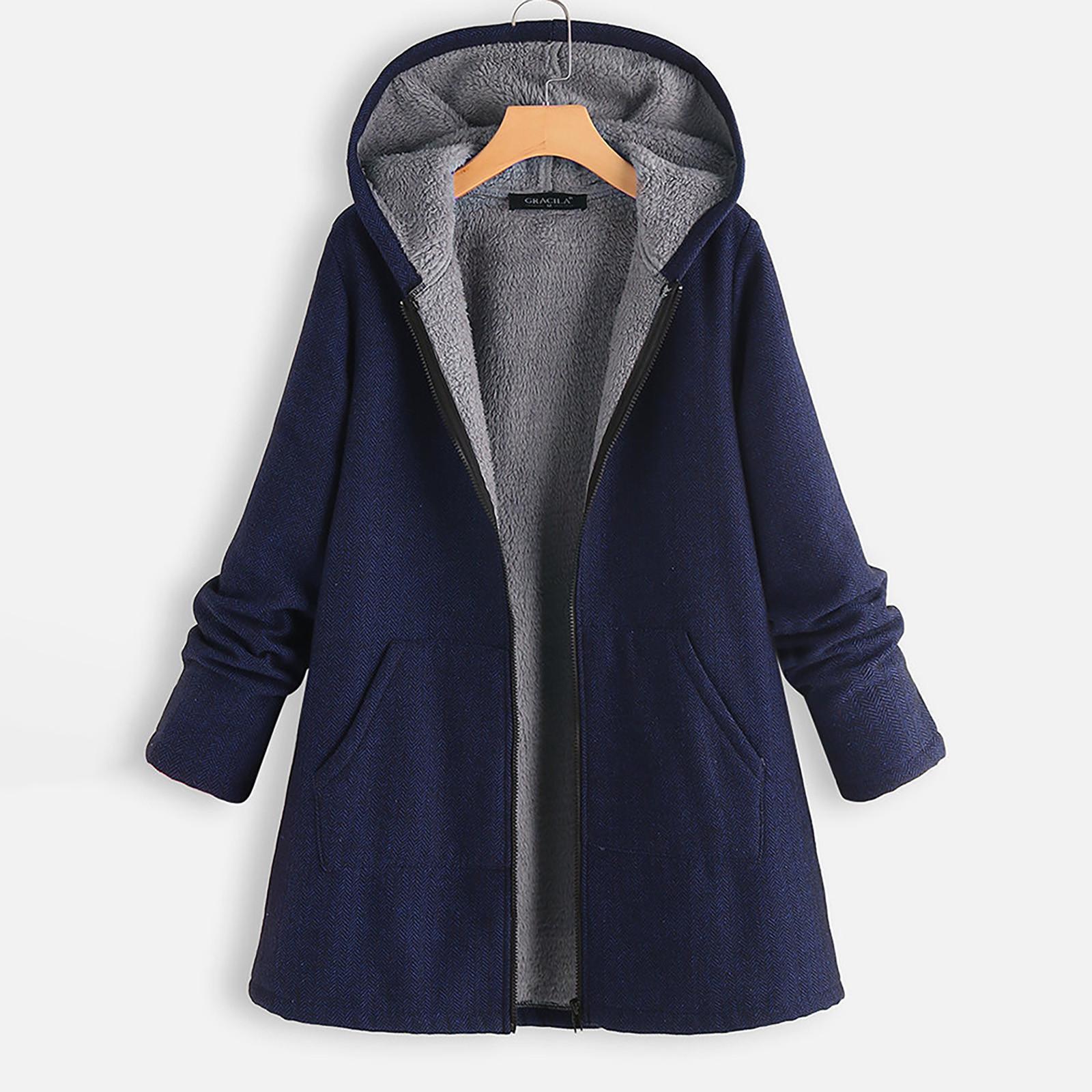 

Двосторонній флісовий світшот з капюшоном для жінок, осінь/зима S Темно-синій