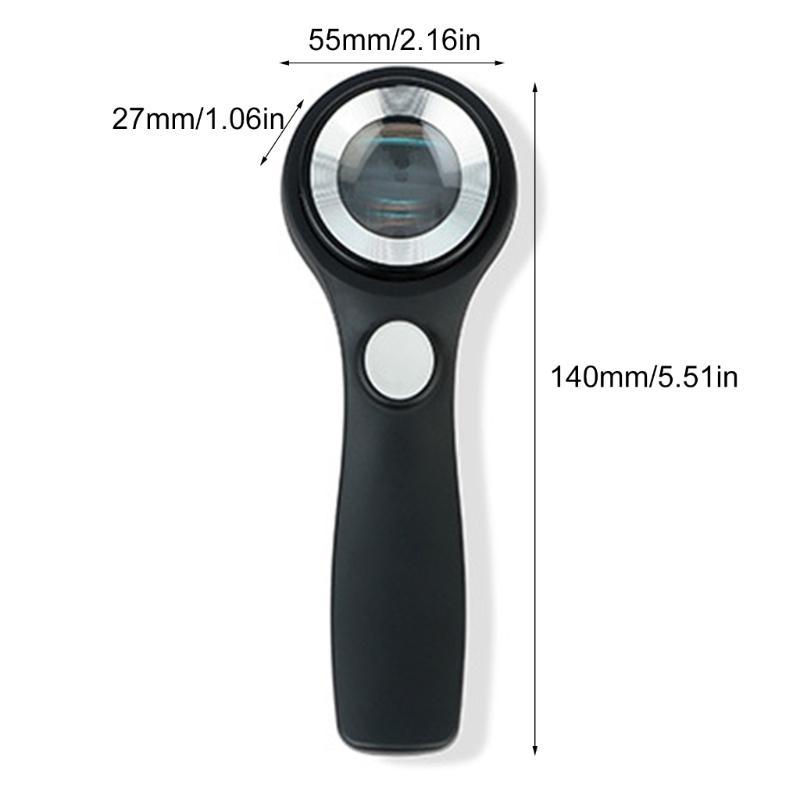 40X Magnifying Glass Rechargeable Handheld Magnifier with Light Brightness Adjustable Double Glass Lens Loupe 