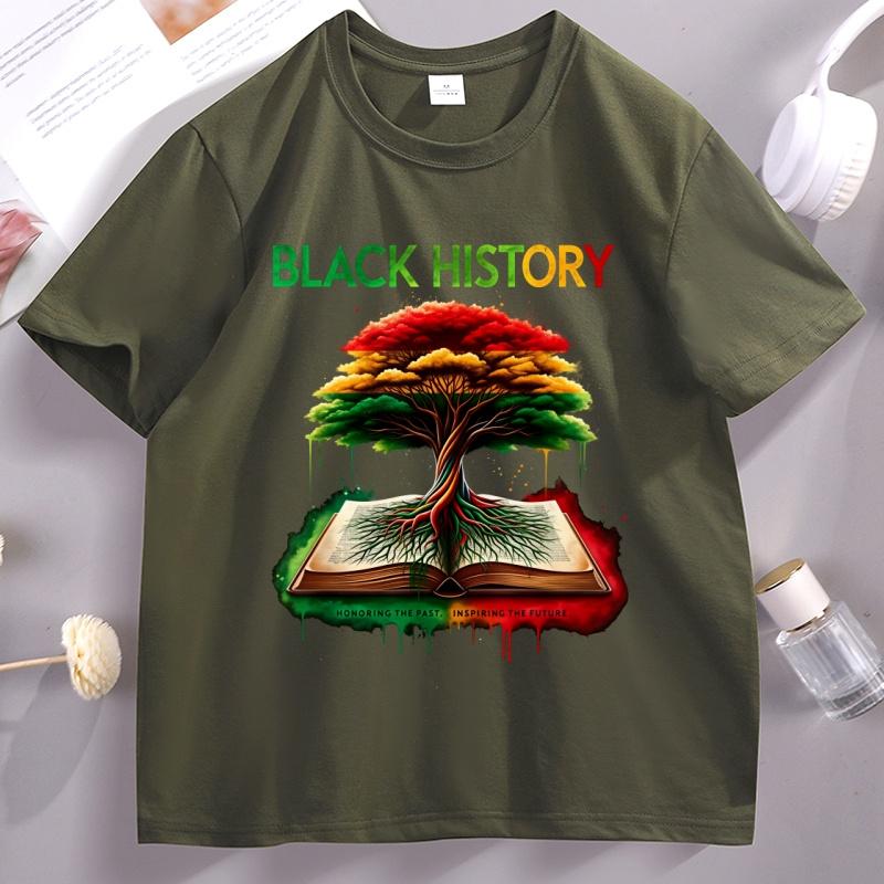 Tree On The Books Graphic T Shirts Black History Month TShirt Black Lives Matter Tshirt Casual Cotton Short Sleeve Clothes