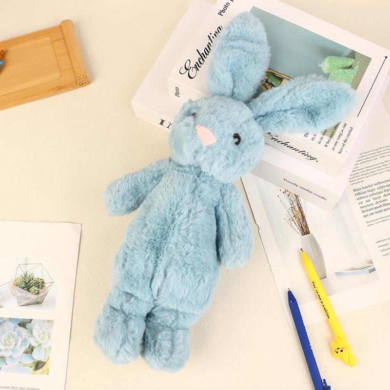1Pc Cute Rabbit Shape Plush Pencil Case Plush Animal Stuffed Toy Stationery Pouch Makeup Bag Storage Bag School Supplies