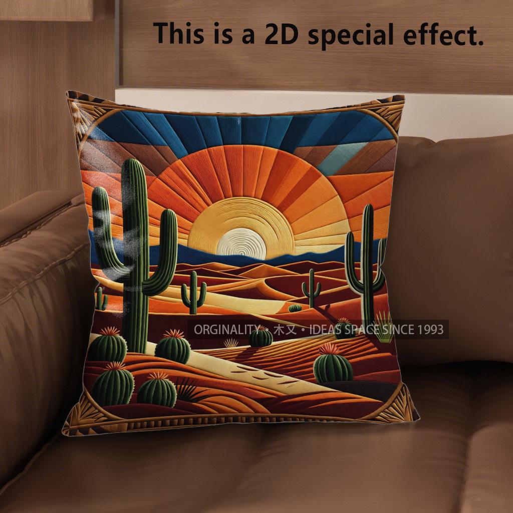 2D Southwestern Desert Sunset Throw Pillow Covers** Pattern Cushion Cover Suitable For Sofa Bedroom Car Pillow Cover