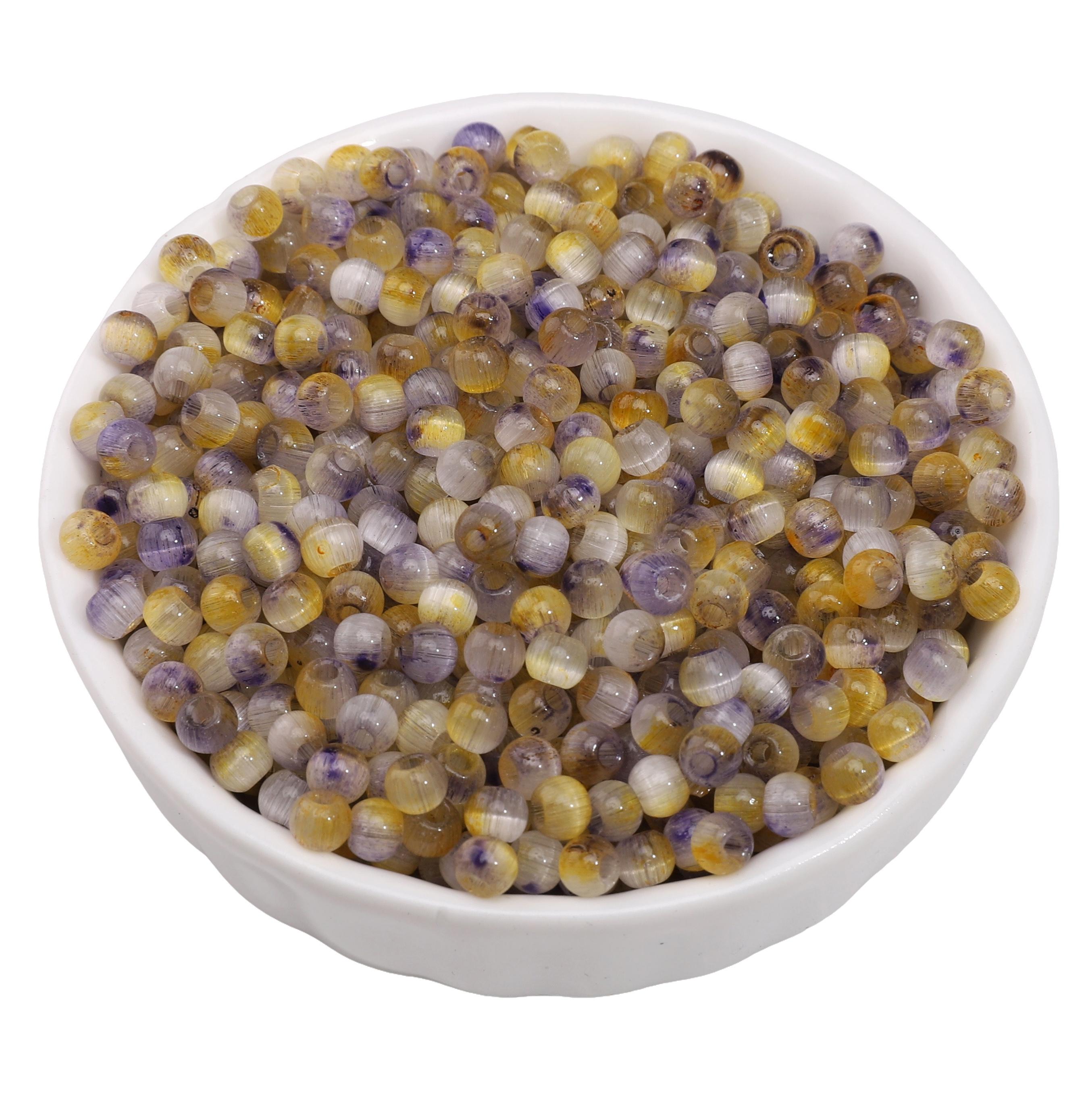 

150 шт. Отечественные высококачественные стеклянные бусины-бисер, разделительные бусины для изготовления ювелирных изделий, аксессуары 4mm 150pcs фиолетовый/жёлтый