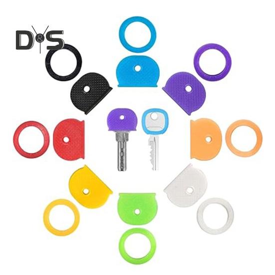 24/32/40 Pcs Colored Key Caps Flexible Round Rubber Key Covers Semi-circular Key Tags Identifiers for House Keys Non Odd-Shaped Keys