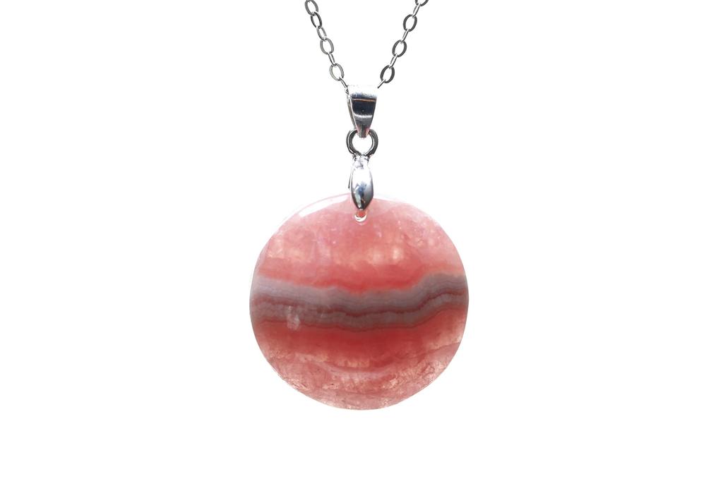 KOUOKU Old Inca Rose Pendant Necklace K18 Gold Plated Silver S925 Engraved Ring Metal Allergy Friendly Natural Stone Power Stone [K Memories]
