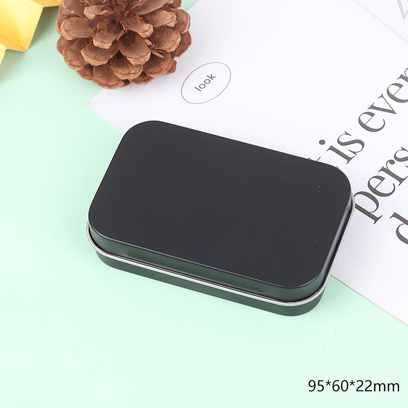 1PCS Small Empty Metal Tin Silver Black Rectangular Flip Storage Box Case Organizer for Money Coin Candy Key Container Jar Cans
