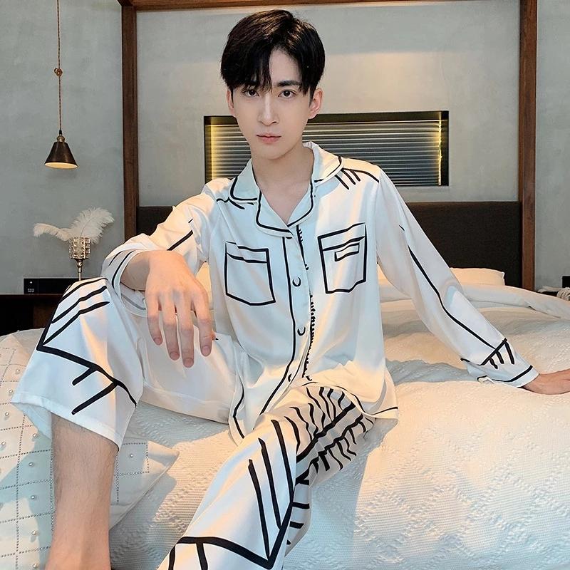 

Искусственный шелк женский пижамный комплект с принтом роскошный 2 шт атласный женский пижамный костюм с брюками женская домашняя одежда для влюбленных XL