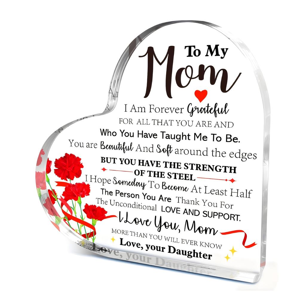 2D Flat, 1pc Heart-Shaped Acrylic for Mom - for Smartphones/Tablets, Desktop Romantic Gift Suitable for Mother's Day,, Thank You Present - Irregular H