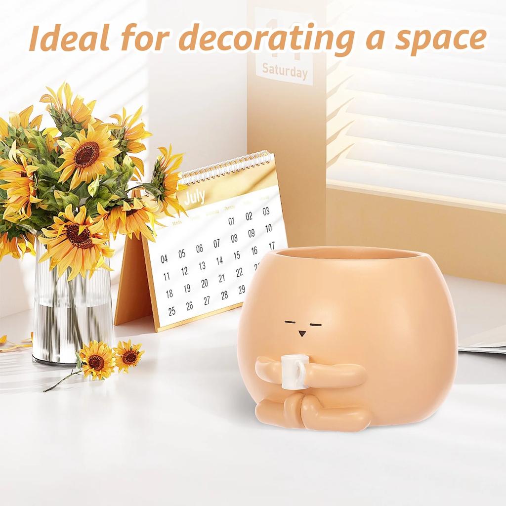 Resin Small Flower Pot Succulent Plant Pot Mini Potted Vase With Bottom Drainage Holes for Desktop Balcony Garden Flower Pot Dec