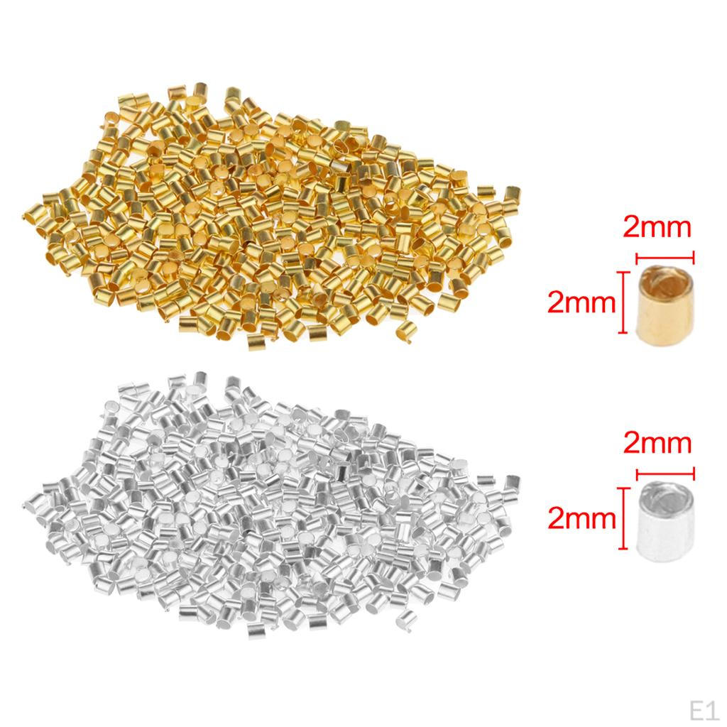 1200 kusů pokovených měděných krimpovacích korálků šperkových komponentů 2x2mm
