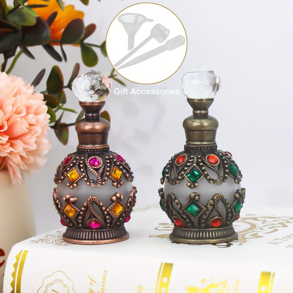 0.51oz Two-Tone Crown Arabic-Style Perfume Bottle Portable Personal Care Essential Oil Bottle Vanity Decoration/Party Decoration/The First Choice for