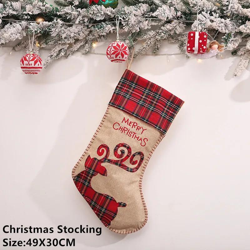 Calza di Natale Sacchi di Babbo Natale Regalo Decorazioni Natalizie per la Casa Sacchetto Caramelle Ornamento da Appendere all'Albero di Natale Capodanno 2023