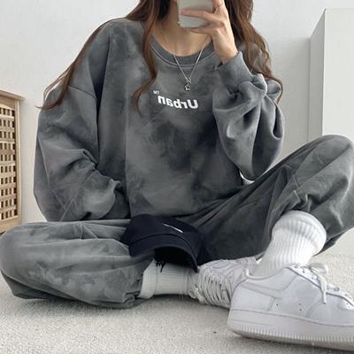 Set di felpe da donna in due pezzi Nuovo set di felpe con cappuccio in peluche per abbigliamento sportivo casual oversize primavera e autunno inverno