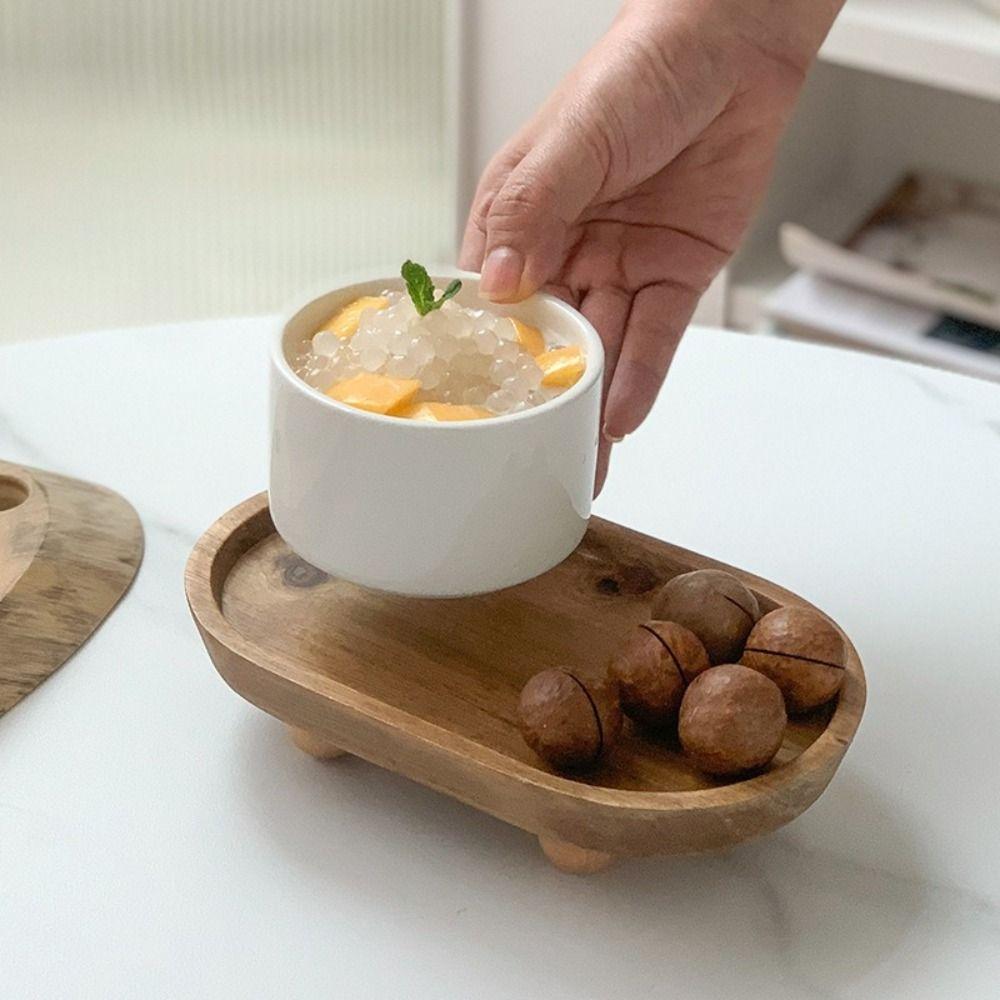 Convenient Wooden Oval Tray Elegant Dinner Plate Serving Trays Food Dishes  Perfect Gift
