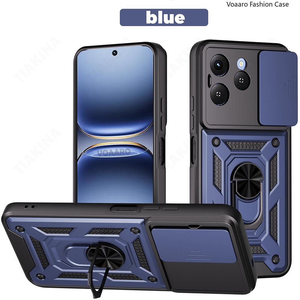 Slide Lens Armor Funda for Tecno Spark 40 4G Case for Tecno Spark 40 4G Case Magnetic Ring Stand Holder Cover Shockproof Capa