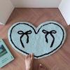 Heart-shaped Flocked Floor Mat Anti-slip Decorative Carpet Fashion Bow Heart Rug