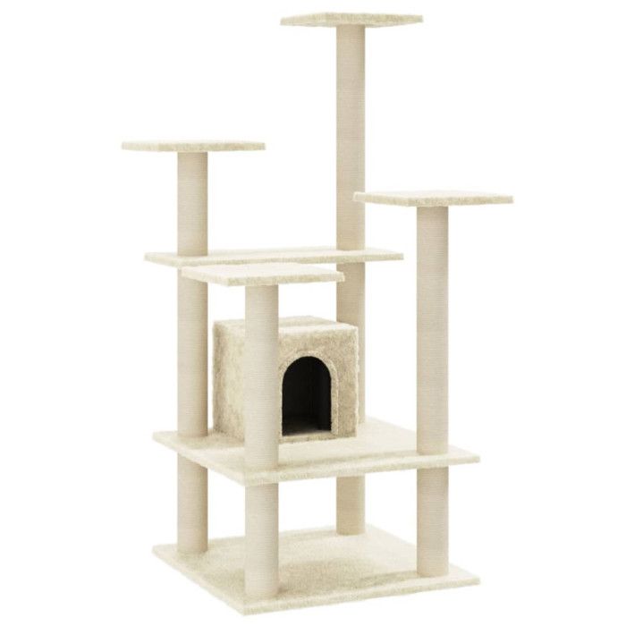 VidaXL Arbre à chat avec griffoirs en sisal Crème 110 cm