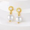Pearl Sweet Gold-colored Earrings for Women Girls Trendy Fashion Jewelry High Quality Dainty Elegant Gift