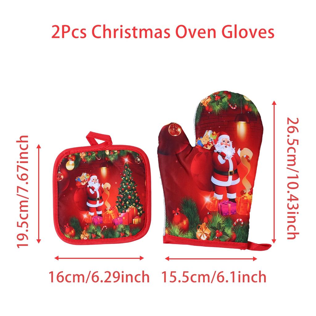 Christmas Oven Gloves Santa Claus Merry Christmas Decorations For Home 2025 Navidad Natal Cristmas Xmas Gift Happy New Year 2025