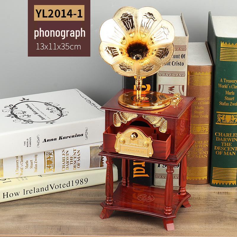 Mini tanzender Mann rotierende Spieluhr: Nähmaschine, Grammophon, Schreibmaschine Design