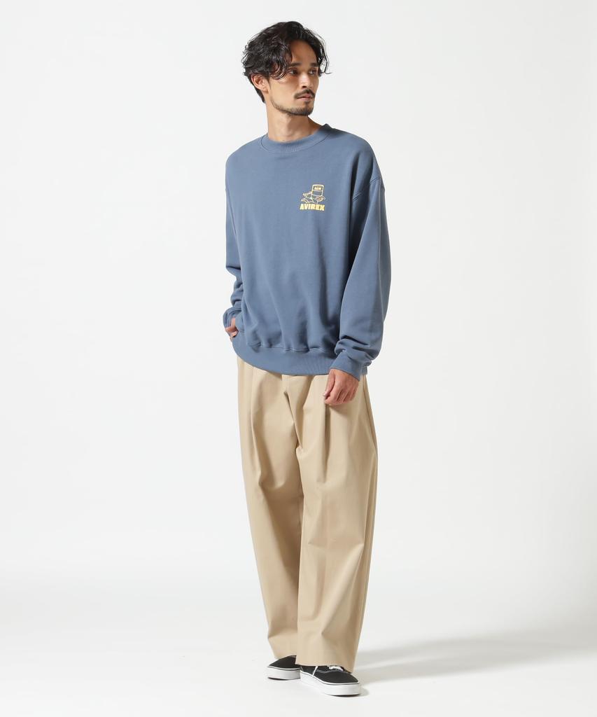 AVIREX FLIGHT MECHANIC CREW NECK SWEAT(WEB&DEPOT Exclusive) L 115 Blue Gray 783-4932005