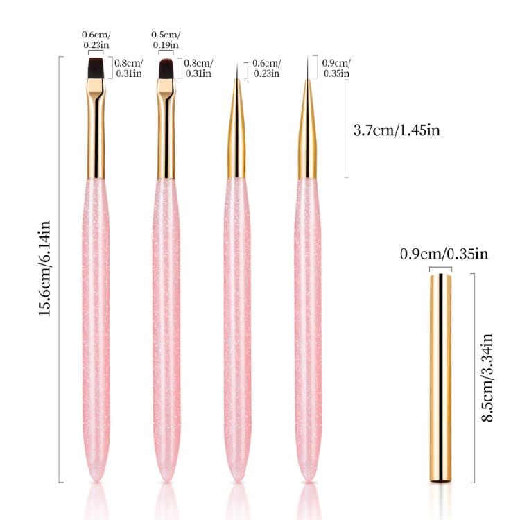4pcs Nail Liner Brush and Dotting Pen Set Nails Art Brushes for Skilled Woman