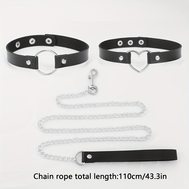 PU Leather Y2K Heart Necklace Women's Collarbone Hoop Ring Gothic Punk Style Sexy Choker Accessory