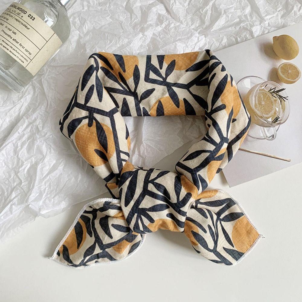 Hair Band Flower Print Scarves Sunscreen Headscarf Retro Small Square Scarf  Ladies