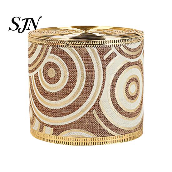 Festival Atmosphere Ribbon for Home Decor 2.5" x 2.2 Yards Gold Sheer Christmas Tree Decoration and Crisp Edge Wreath Making Gift Wrapping,