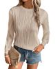 Azura Exchange Apricot Textured Wavy Round Neck Long Sleeve Top