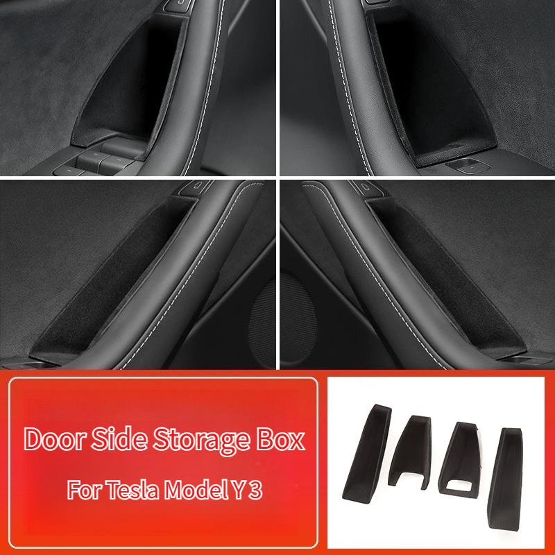 Door Side Storage Box for Tesla Model 3 -2025/Model Y -2025 Armrest Phone Container Door Organizer Handle Pocket Tray