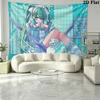 Anime Miku Wall Tapestry Aesthetic Wall Hanging Printed Fabric Blanket Decorative Tapestries for Bedroom Living Room Home Decor