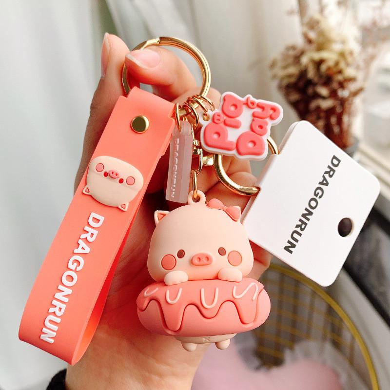 Key Pig Charming Ring Cartoon Style Metal Keychain Perfect For Gift Giving