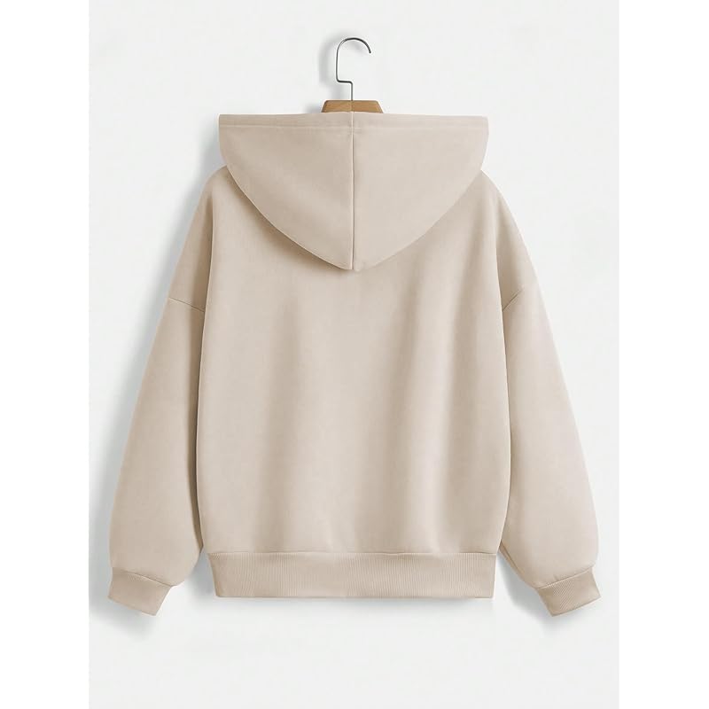 TAGAS Women's Cotton Blend Seasonal Basic Hooded Regular Fit Sweatshirt (Beige, 2XL)